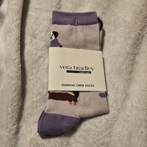 Vera Bradley Holiday Hounds  Purple Outlet Essentials Crew Socks
